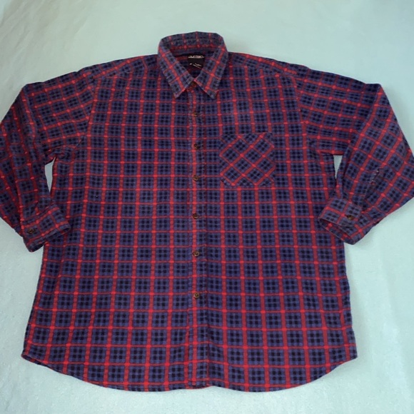 PURITAN flannel button down long sleeve one chest pocket blue red black size L - Picture 1 of 10